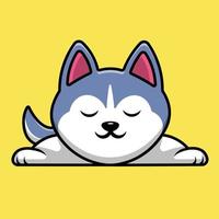 bonito cão husky dormindo ilustração de ícone de vetor dos desenhos animados. conceito de desenho animado animal