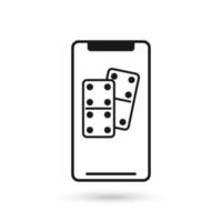 design plano de telefone móvel com ícone de dados de dominó. vetor