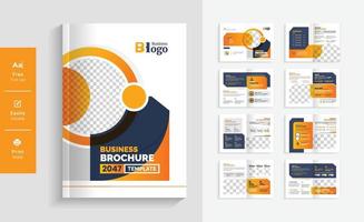 Brochura de negócios geométricos modernos de 16 páginas com design abstrato colorido. uso para marketing, impressão, relatório anual e apresentações de negócios vetor