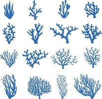 conjunto de plantas e corais subaquáticos vetor