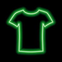 contorno verde neon de uma camiseta em branco em um fundo preto vetor