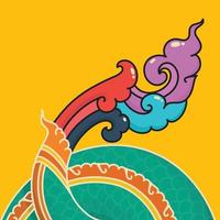 cauda da serpente tailandesa colorida kawaii doodle ilustração em vetor plana dos desenhos animados