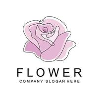 design de logotipo floral, arte abstrata de ícone de linha de estilo de ilustração vetorial vetor