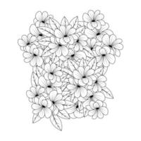 página de coloração de flor de doodle fofo da ilustração de arte de linha com design desenhado à mão vetor