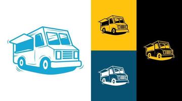 conceito de design de logotipo de veículo de transporte de loja de comida de caminhão vetor