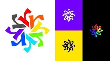 r monograma carta comunidade diversidade cor design do logotipo da marca vetor