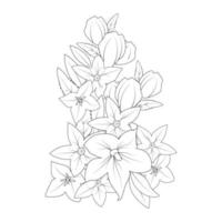 desenho de flor de sino para colorir de elemento gráfico de impressão de estilo doodle vetor