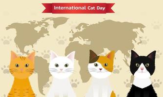 dia mundial do gato concept.international dia do gato. conceito de férias. modelo para plano de fundo, banner web, cartão, pôster vetor