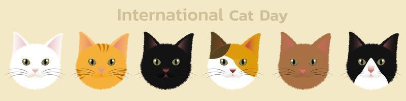 dia mundial do gato concept.international dia do gato. conceito de férias. modelo para plano de fundo, banner web, cartão, pôster vetor