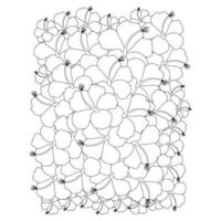 desenho de arte de linha de vetor de flor de hibiscus moscheutos em fundo preto e branco para colorir página