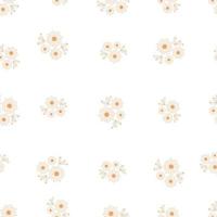 padrão de ornamento botânico sem costura com pequenas flores abstratas de outono em cores pastel quentes isoladas em fundo branco em estilo de desenho animado plano vetor
