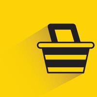 ícone de cesta de compras na ilustração vetorial de fundo amarelo vetor