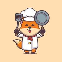 personagem de desenho animado de mascote de chef de raposa bonito vetor