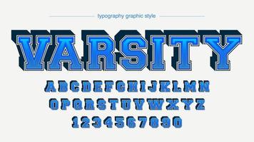 alfabeto de estilo esportivo de faculdade com serifa azul em negrito vetor