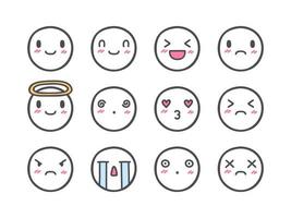 Doodle conjunto de ícones de emoticons vetor