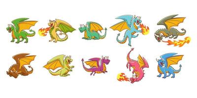 conjunto de desenhos animados do dragão