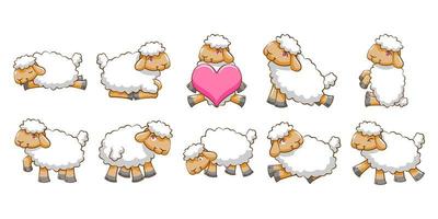 conjunto de ovelhas dos desenhos animados vetor