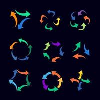 conjunto de logotipo abstrato setas coloridas vetor