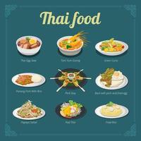 design do menu de comida tailandesa vetor