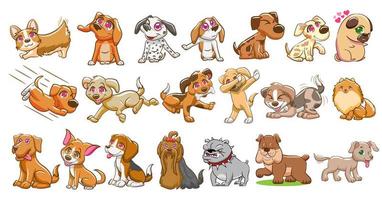 conjunto de desenhos animados de cachorro