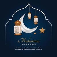 modelo de banner de mídia social do festival islâmico muharram feliz vetor