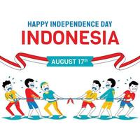 modelo de mídia social do dia da independência da indonésia em estilo de design plano vetor
