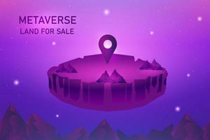 conceito de vendas de terras metaverse, terra virtual, imobiliário digital e investimento imobiliário em ilustração vetorial de fundo metaverse. vetor