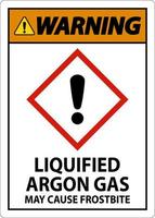 sinal de aviso de ghs de gás argônio liquefeito em fundo branco vetor