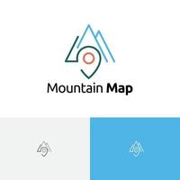 mapa de montanha localização natureza explorar aventura logotipo de linha simples vetor