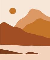 formas onduladas abstratas paisagens de montanhas e colinas, cenário de ilustração vetorial na paleta de cores terrosas e terracota vetor