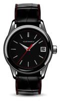 relógio realista pulseira de couro preta prata vermelha em vetor de luxo clássico de design branco
