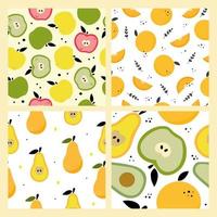 coleção de frutas de padrão sem emenda bonito desenhadas à mão. ilustração vetorial. mão desenhada doodle fruta de fundo. design para tipografia, têxteis, tecido ou design de embalagem vetor