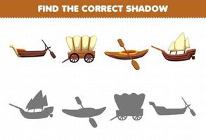 jogo de educação para crianças encontre o conjunto de sombra correto de transporte de madeira vetor