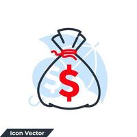 dinheiro saco ícone logotipo ilustração vetorial. modelo de símbolo de saco de dinheiro para coleção de design gráfico e web vetor