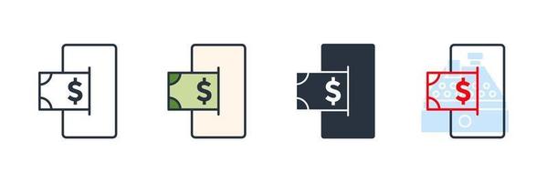 ilustração em vetor logotipo ícone do banco móvel. modelo de símbolo de dinheiro de transferência móvel para coleção de design gráfico e web