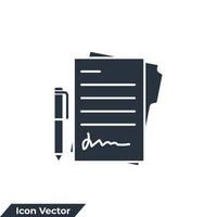 contrato ícone logotipo ilustração vetorial. modelo de símbolo de documento para coleção de design gráfico e web vetor
