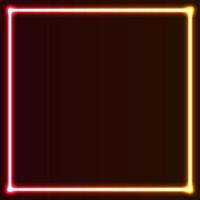 moldura quadrada neon gradiente realista. modelo em branco colorido rosa e laranja isolado no fundo. forma de contorno de brilho geométrico ou linhas brilhantes a laser. objeto brilhante de vetor. vetor