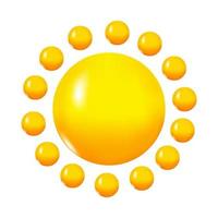 sol amarelo com raios, estrela do sol. ícone de vetor 3d realista. estilo minimalista dos desenhos animados. verão, clima, natureza, conceito de espaço. ilustração vetorial