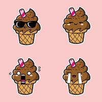 ilustração vetorial de emoji de sorvete fofo