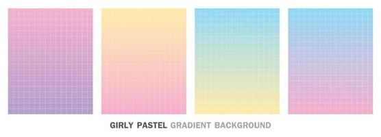 cor gradiente feminina doce com conjunto de vetores de fundo padrão de grade