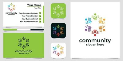 comunidade de design de logotipo moderno e cartão de marca vetor