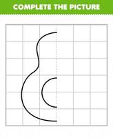 jogo de educação para crianças completa o esboço de metade de abacate de fruta de desenho animado bonito para desenho vetor