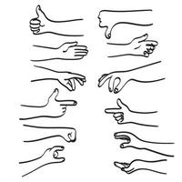 arte de linha vários gestos de mão ilustração vetorial desenhado à mão isolado no fundo branco vetor