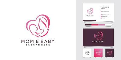 logotipo de ícone de mãe e bebê com conceito moderno e vetor premium de design de cartão de visita