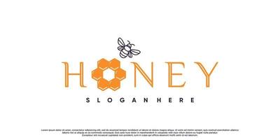 inspiração criativa de design de logotipo de animais de abelha de mel com vetor premium de estilo hexágono