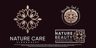 conjunto de design de logotipo de beleza natural para salão de beleza com vetor premium de conceito moderno criativo