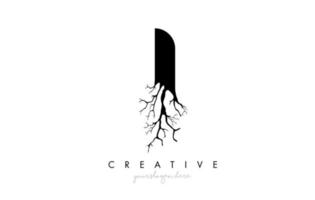 letra i desenho logotipo com galho de árvore criativa. eu letra o logotipo do ícone da árvore vetor