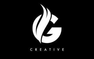 design de ícone de logotipo letra g com swoosh e vetor de forma de corte curvo criativo