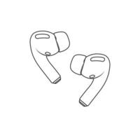 ilustração de ícone de contorno de fone de ouvido sem fio no fundo branco vetor