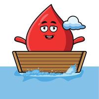 gota de sangue bonito dos desenhos animados entrar na ilustração do barco vetor